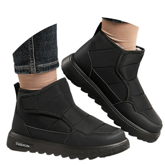 Men's New High Top Soft Soled Snow Boots with Added and Thick Insulation Black 39