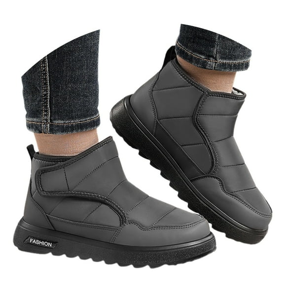 Men's New High Top Soft Soled Snow Boots with Added and Thick Insulation for Warmth and Cold Resistance Gray 39