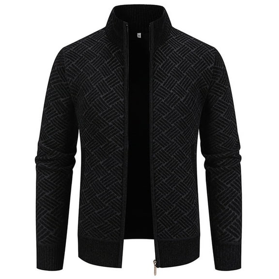 Men's New Knitwear Casual Stand-up Collar Padded Sweater Cardigan Casual Jacket