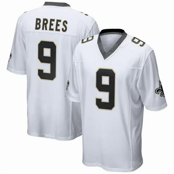 Men's New Orleans Brees 9 White Stitched T-Shirts Sports Player Game Top, Medium