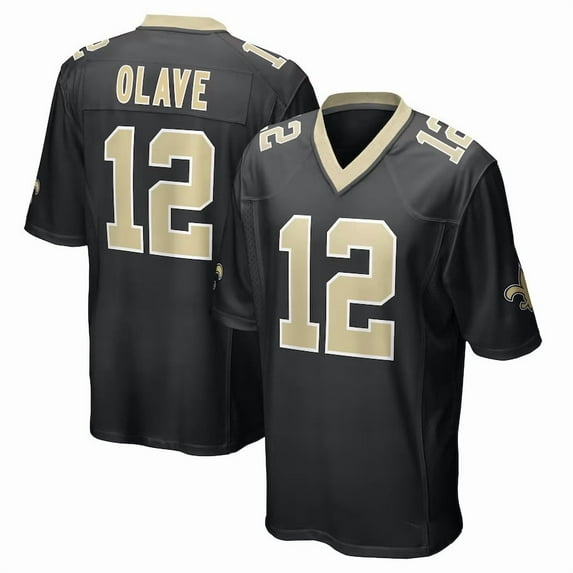 Men's New Orleans Olave 12 Black Stitched T-Shirts Sports Player Game Top, XX-Large