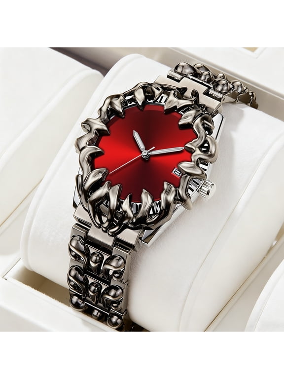 Men's New Personalized Watch, Irregular Claw Quartz Watch, Men's Watch with Devil's Eye Engraving, Waterproof Sharp Claw Wristwatch, Blue Devil's Eye Watch