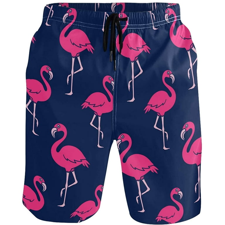 Men s New Summer Pink Flamingo Swim Trunks Quick Dry Bathing Suits Holiday Beach Short Casual Board Shorts