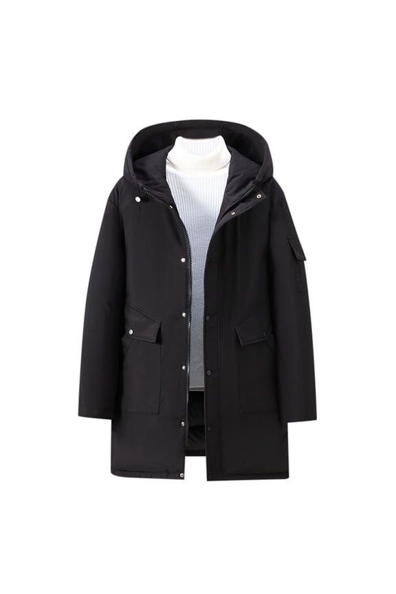 Men's New Winter Plus Size Solid Color Padded Coat Work Jacket Outdoor Padded Jacket