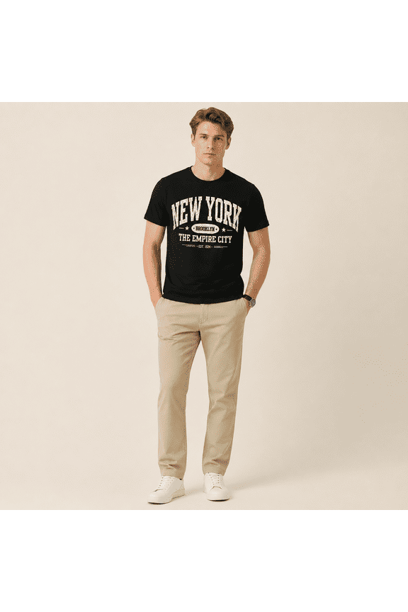 Men's New York Brooklyn Graphic T-Shirt, Black Short Sleeve Crew Neck Casual Summer Tee for Travel and Daily Wear