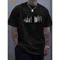 thumbnail image 1 of Men's New York City Skyline & Bold Letter Graphic T-Shirt - Light Blue Streetwear Casual Short Sleeve Tee, Regular Fit Summer Top with Ribbed Collar, Hand Wash Only, New York T Shirt, 1 of 1