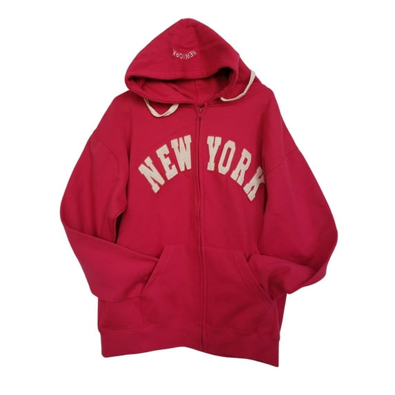 Men's New York City Zippered Hoodie Retro, Pink, Large