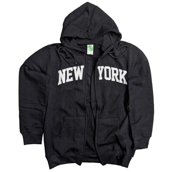 Men's New York City Zippered Hoodie Sweatshirt Black Black, X-Small
