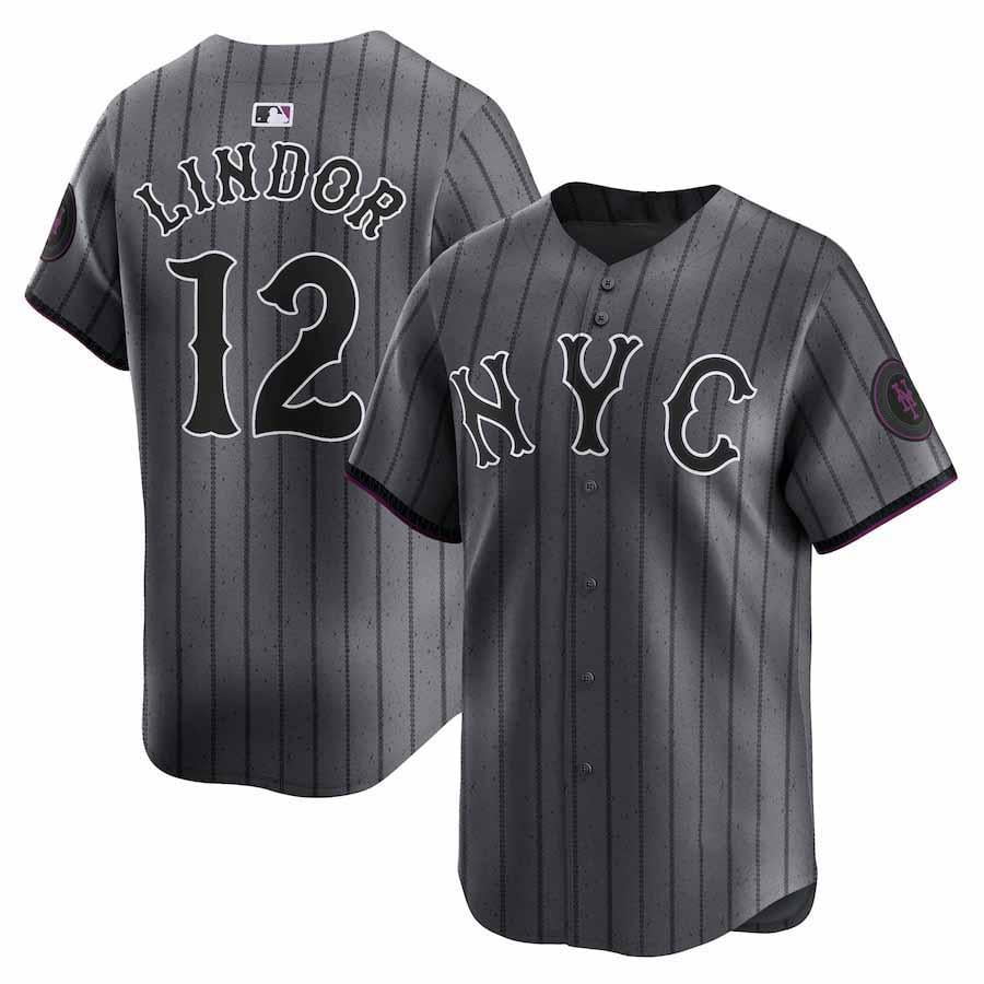 Men's New York_Mets Jersey Francisco Lindor 12 Graphite 2024 City