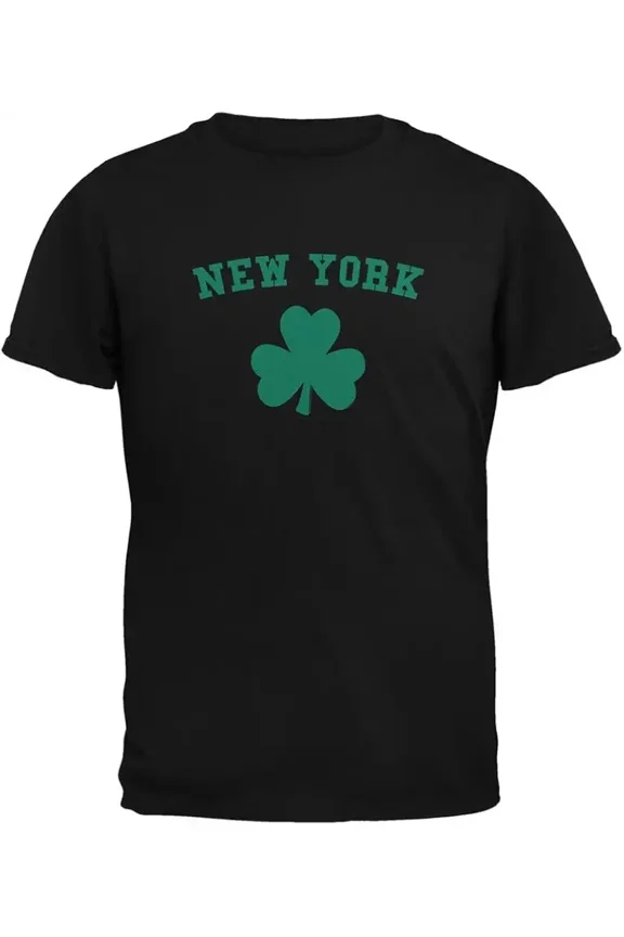 Men's New York Shamrock St. Patrick's Day Graphic T-Shirt, Black