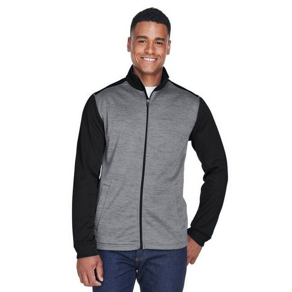 Men's Newbury Colorblock Mélange Fleece Full-Zip - BLK HTH/ D GR HT - 2XL