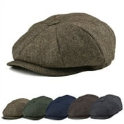 Men's Newsboy Cap Gastby Wool Blend Herringbone Tweed Winter Hat Warm