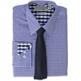 thumbnail image 1 of Men's Nick Graham Modern-Fit Stretch Dress Shirt & Tie Set Color: Navy Gingham Size: L-34/35, 1 of 4