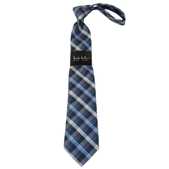 Men's Nicole Miller Tie Classic Woven Silky Feel #Nicole-1 Blue Checker