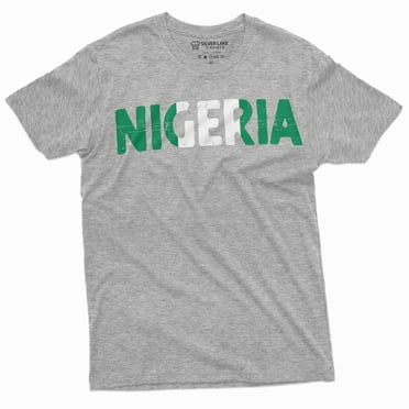 Men's Nigeria T-shirt Nigeria flag coat of arms country tee shirt Patriotic Tee (Small Grey)
