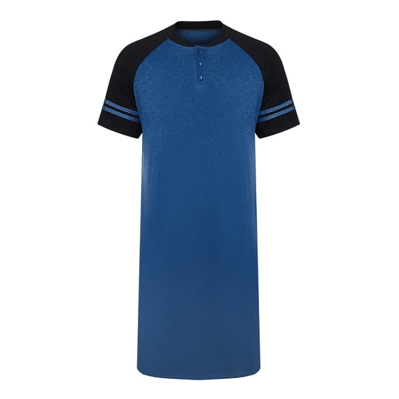 Men's Nightshirt, Cotton Nightwear Mens Big and Tall Nightshirts Round Neck Short Sleeve PJ Comfy Soft Sleepwear Plain Nightgown Pajamas