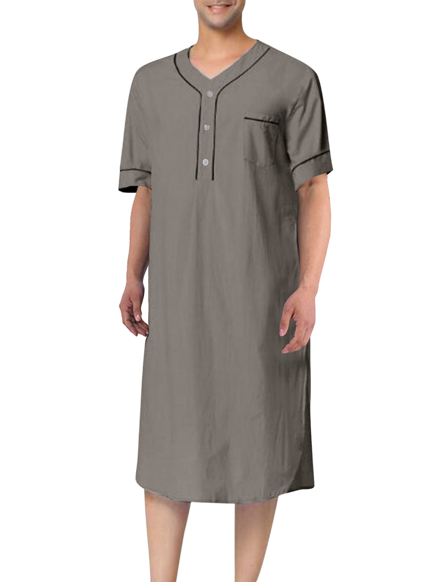 Men's Nightshirt Sleepwear Casual Comfy Long Sleeve/Short Sleeve V Neck