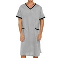thumbnail image 1 of Men's Nightshirts Short Sleeve Soft V Neck Pajama Sleep Homewear with 2 Pockets Lounge Nightwear Loose Fit (2XL, Gray), 1 of 6