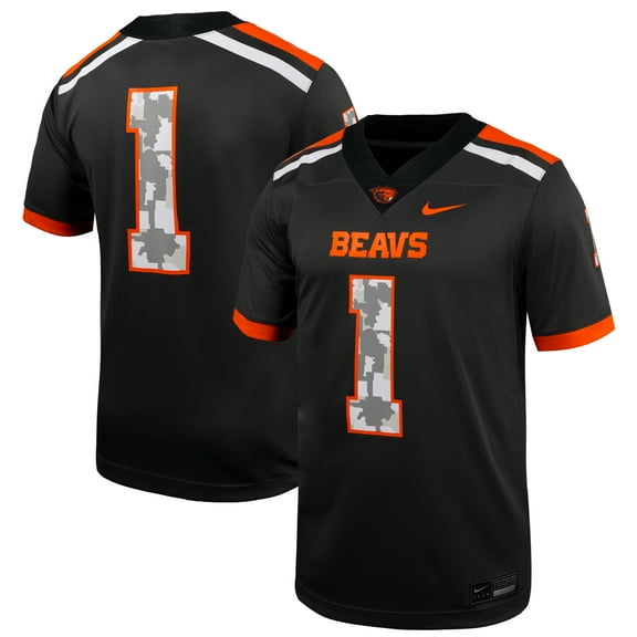 Men's Nike #1 Anthracite Oregon State Beavers Military Appreciation Untouchable Replica Football Jersey