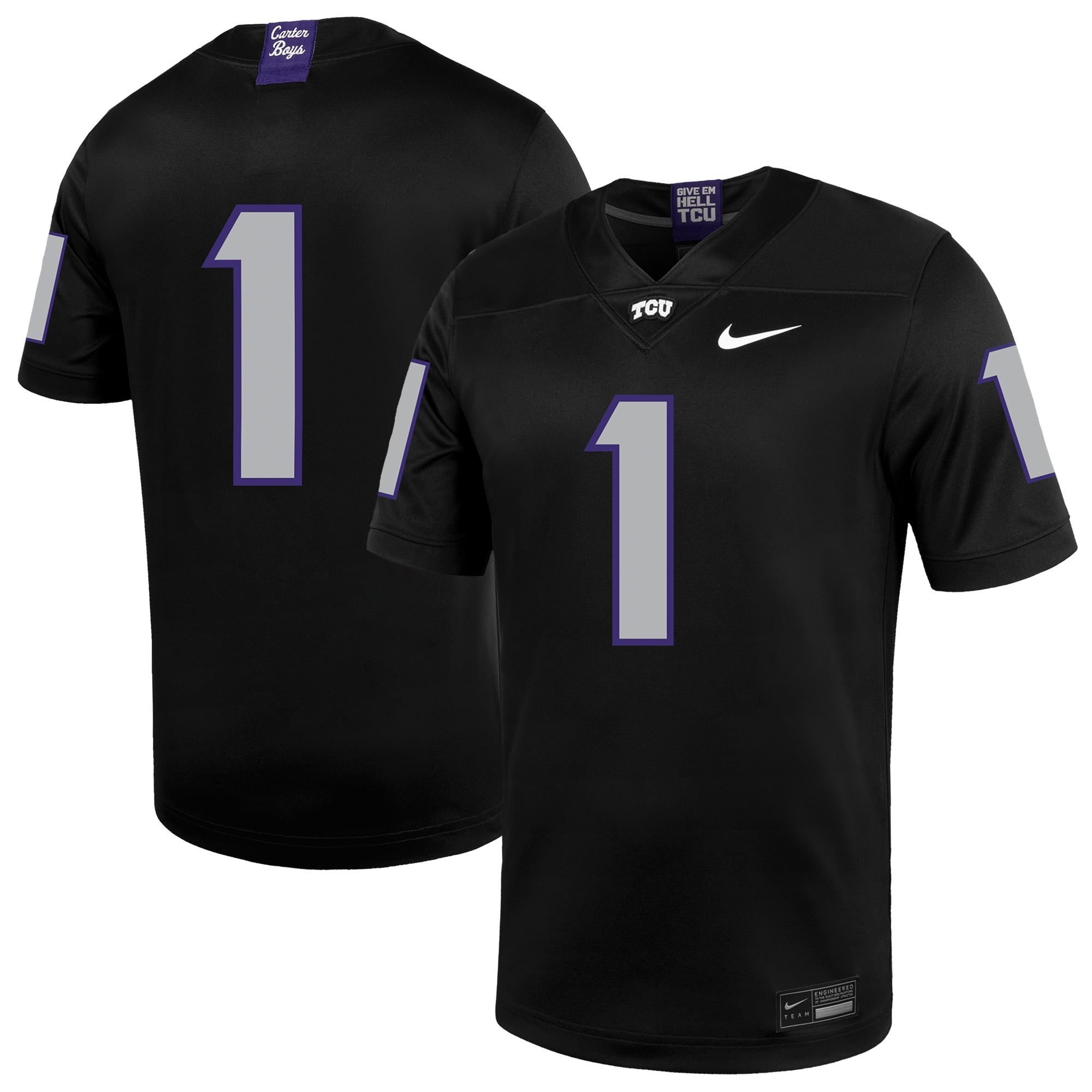 Men's Nike #1 Black TCU Horned Frogs Untouchable Football Jersey