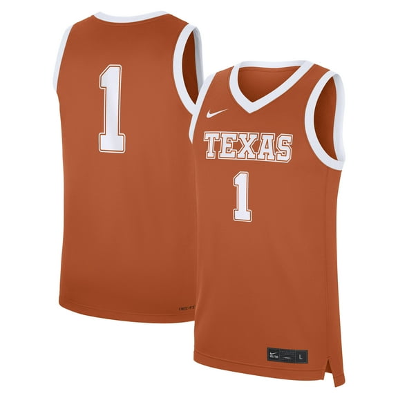 Men's Nike #1 Texas Orange-Texas Longhorns Road Replica Jersey