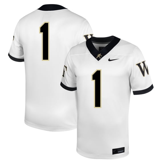 Men's Nike #1 White Wake Forest Demon Deacons Untouchable Football Jersey