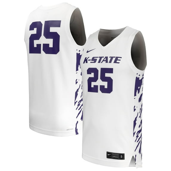 Men's Nike #25 White Kansas State Wildcats Replica Basketball Jersey