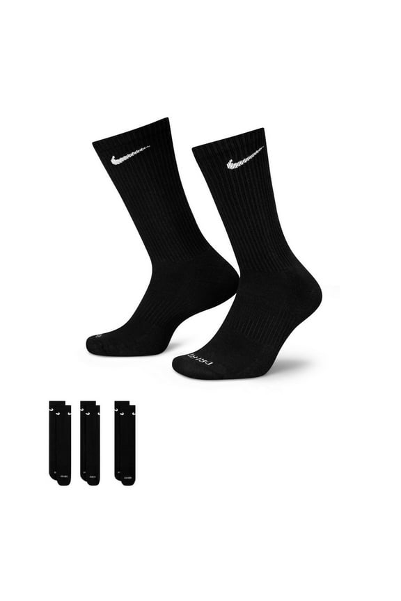Men's Nike 3-Pack Everyday Plus Dri-FIT Cushion Crew Training Socks Color: Black Size: 12-15