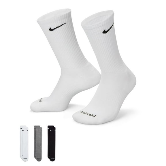 Men's Nike 3-Pack Everyday Plus Dri-FIT Cushion Crew Training Socks Color: Grey Multi Size: 8-12