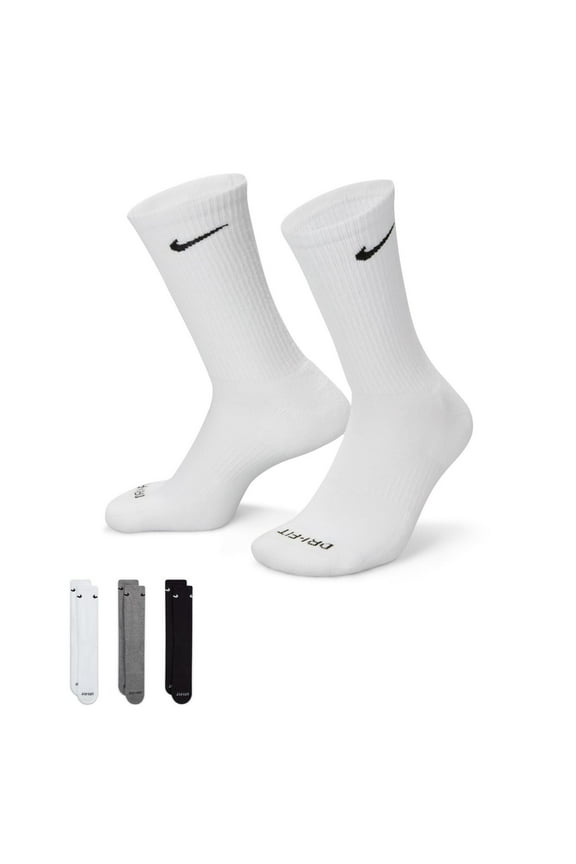 Men's Nike 3-Pack Everyday Plus Dri-FIT Cushion Crew Training Socks Color: Grey Multi Size: 8-12