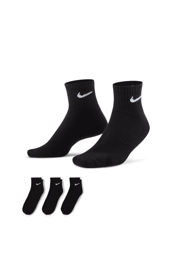 Men's Nike 3-pack Everyday Cushion Ankle Training Socks Color: Black Size: 8-12