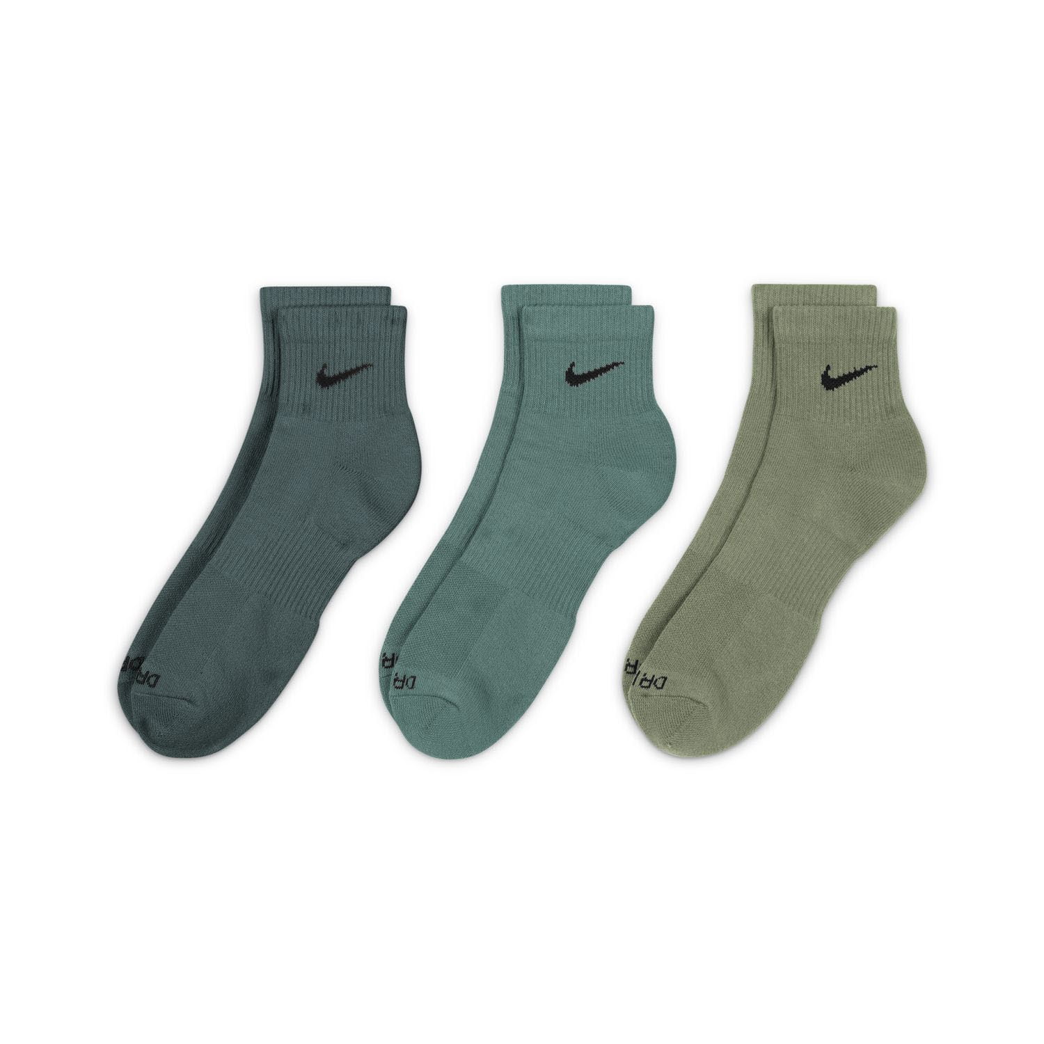 Men s Nike 3 pack Everyday Plus Cushion Ankle Training Socks Color Green Multi Size 8 12