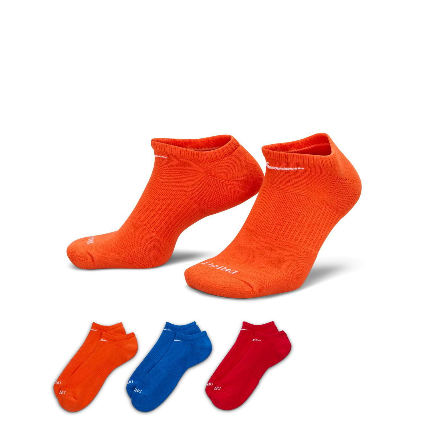 Men s Nike 6 pack Everyday Plus Cushion Crew Training Socks Color Orange Royal Red Size 8 12 Walmart