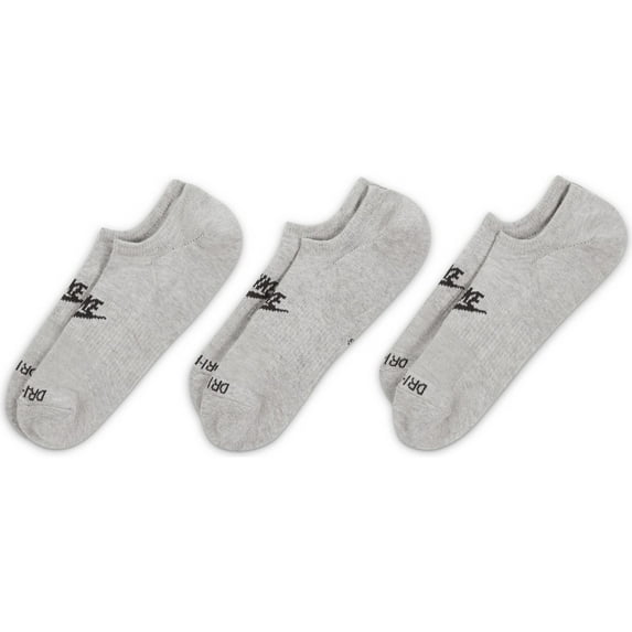 Men's Nike 3-pack Everyday Plus Dri-FIT Cushioned Footie Socks Color: Dk Grey Hthr Black Size: N/A