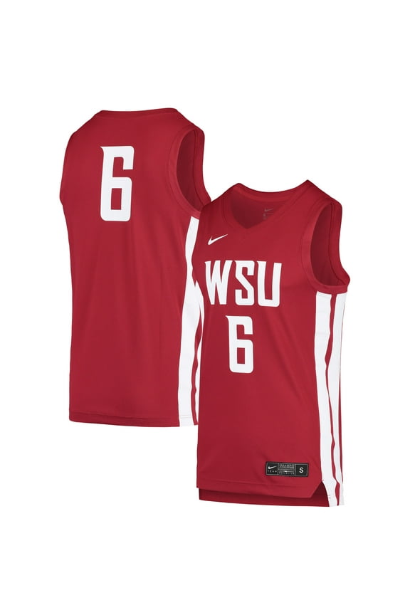 Men's Nike #6 Crimson Washington State Cougars Replica Basketball Jersey
