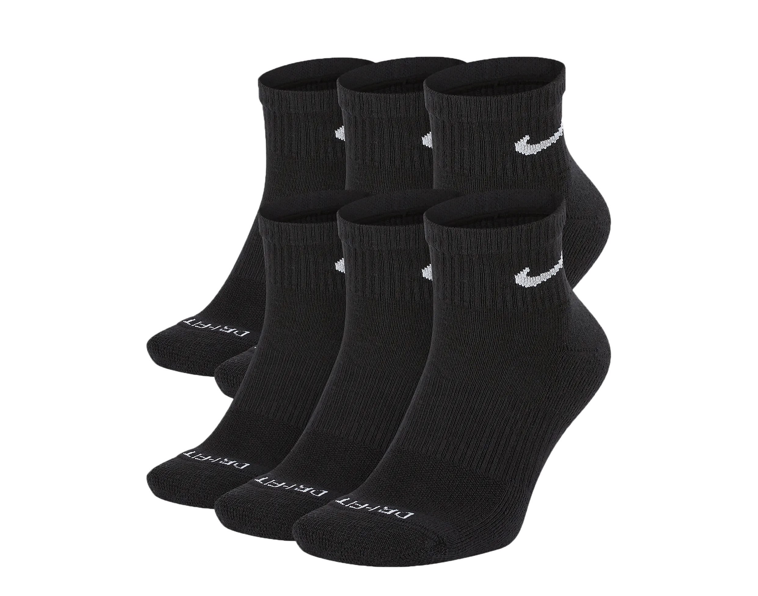 Men s Nike 6 Pack Everyday Plus Cushion Ankle Training Socks Color Black Size 8 12
