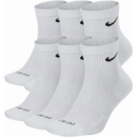 Men's Nike 6-Pack Everyday Plus Cushion Ankle Training Socks Color: White Size: 6-8