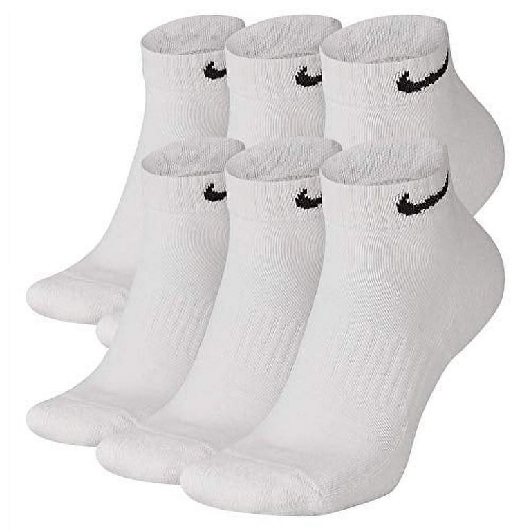 Nike Unisex Everyday Cushion Athletic Ankle Cut Socks 6 Pack Cotton Size Large 8 12 SX7672 100 Walmart