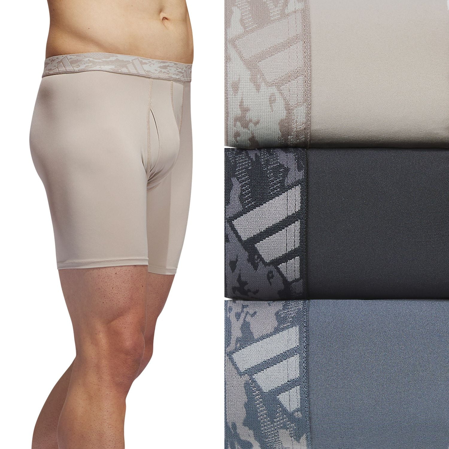 Men's adidas 3-pack Microfiber Boxer Briefs Color: Beige Carbon Gray Size: M