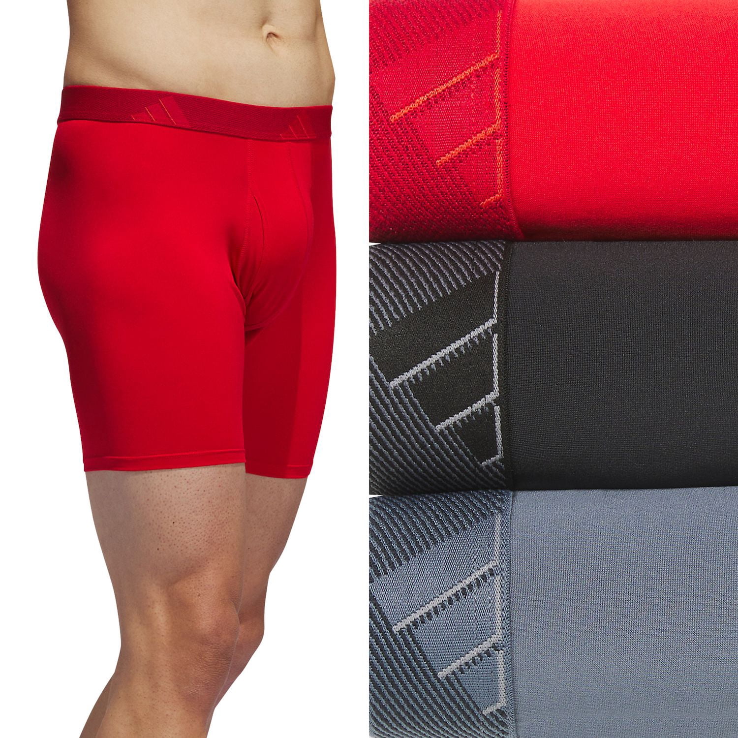 Men's adidas 3-pack Microfiber Boxer Briefs Color: Better Scarlet Black Size: L