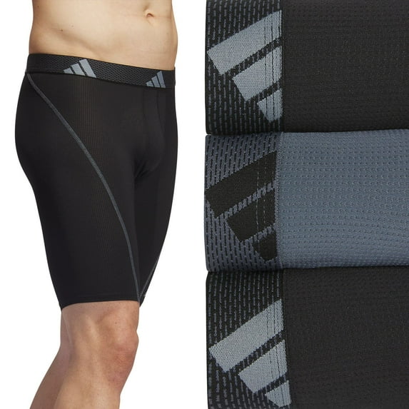 Men's adidas 3-pack Sport Performance Mesh 9" Long-Leg Boxer Briefs Color: Black Gray Black Size: XL