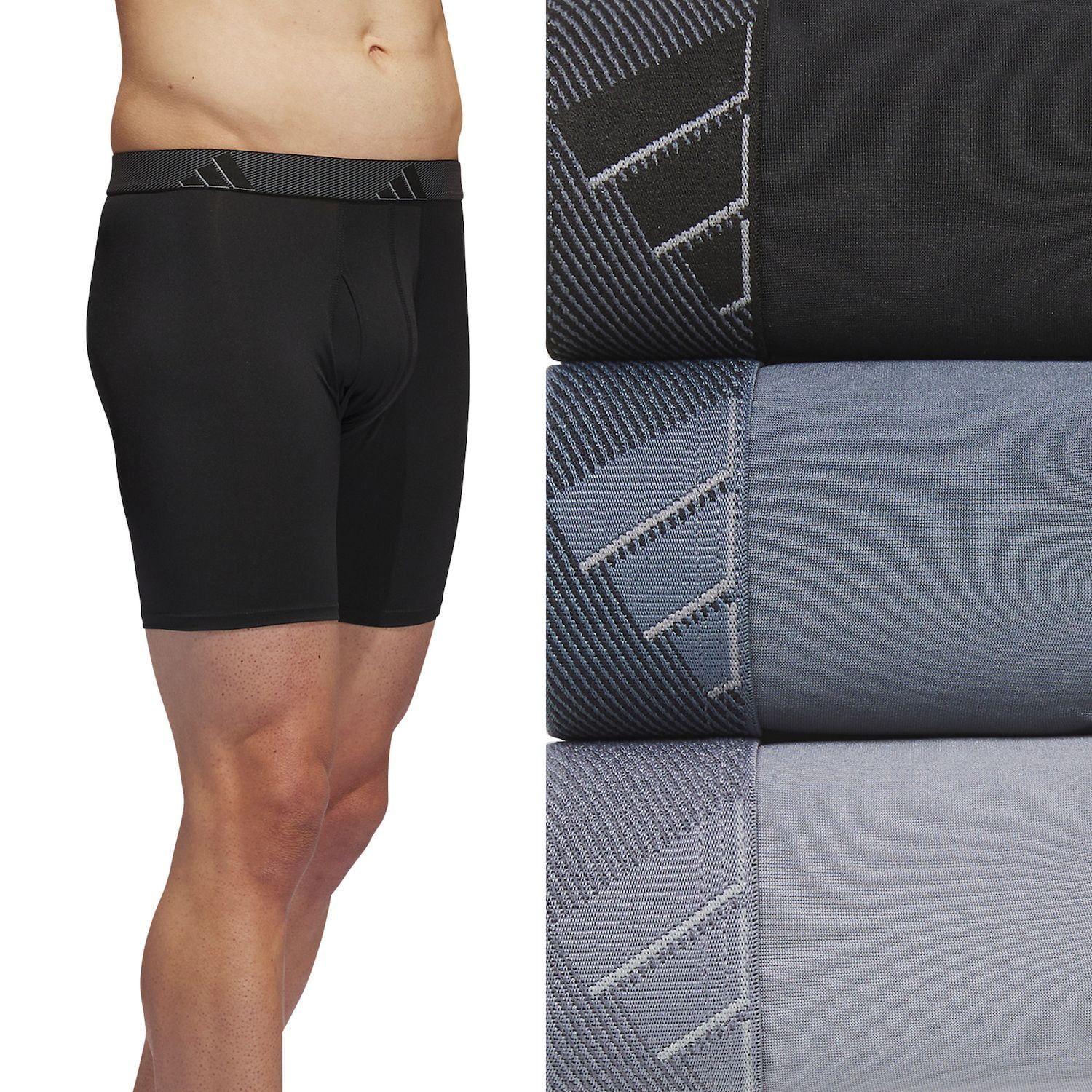 Men's adidas 3-pack Microfiber Boxer Briefs Color: Black Onix Gray Size: XXL