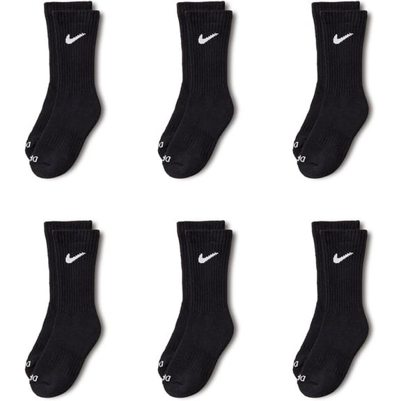 Men's Nike 6-pack Everyday Plus Cushion Crew Training Socks Color: Black Size: 4-5