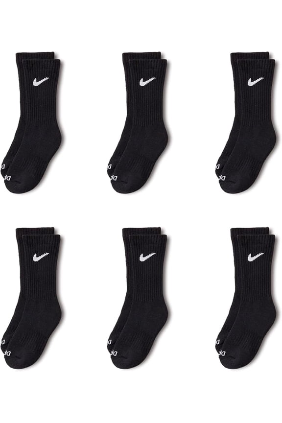 Men's Nike 6-pack Everyday Plus Cushion Crew Training Socks Color: Black Size: 4-5