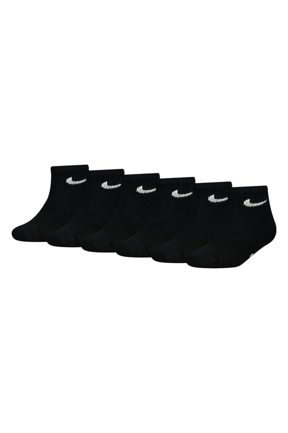 Kids Nike 6-pk. Dri-FIT Performance Quarter Socks Color: Black Size: XX SMALL