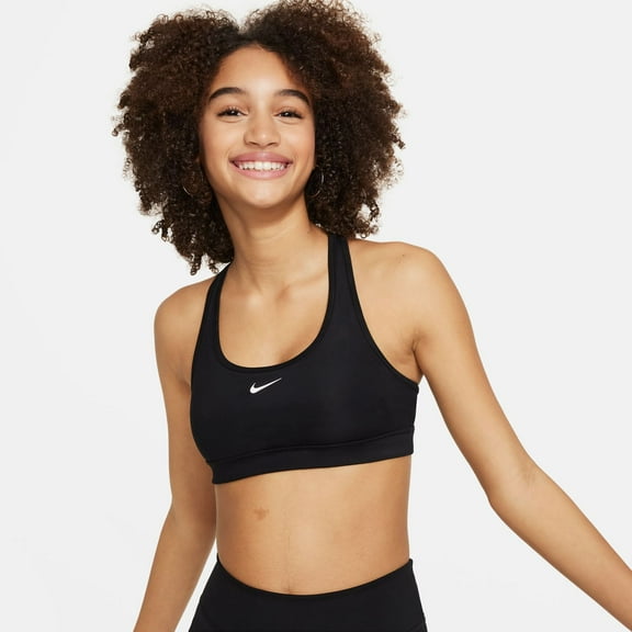 Nike Swoosh Big Kids' (Girls') Sports Bra Color: Black/White Size: S