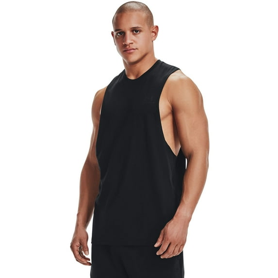 Men's Under Armour Left Chest Cut-Off Tank Top Color: Black Size: S