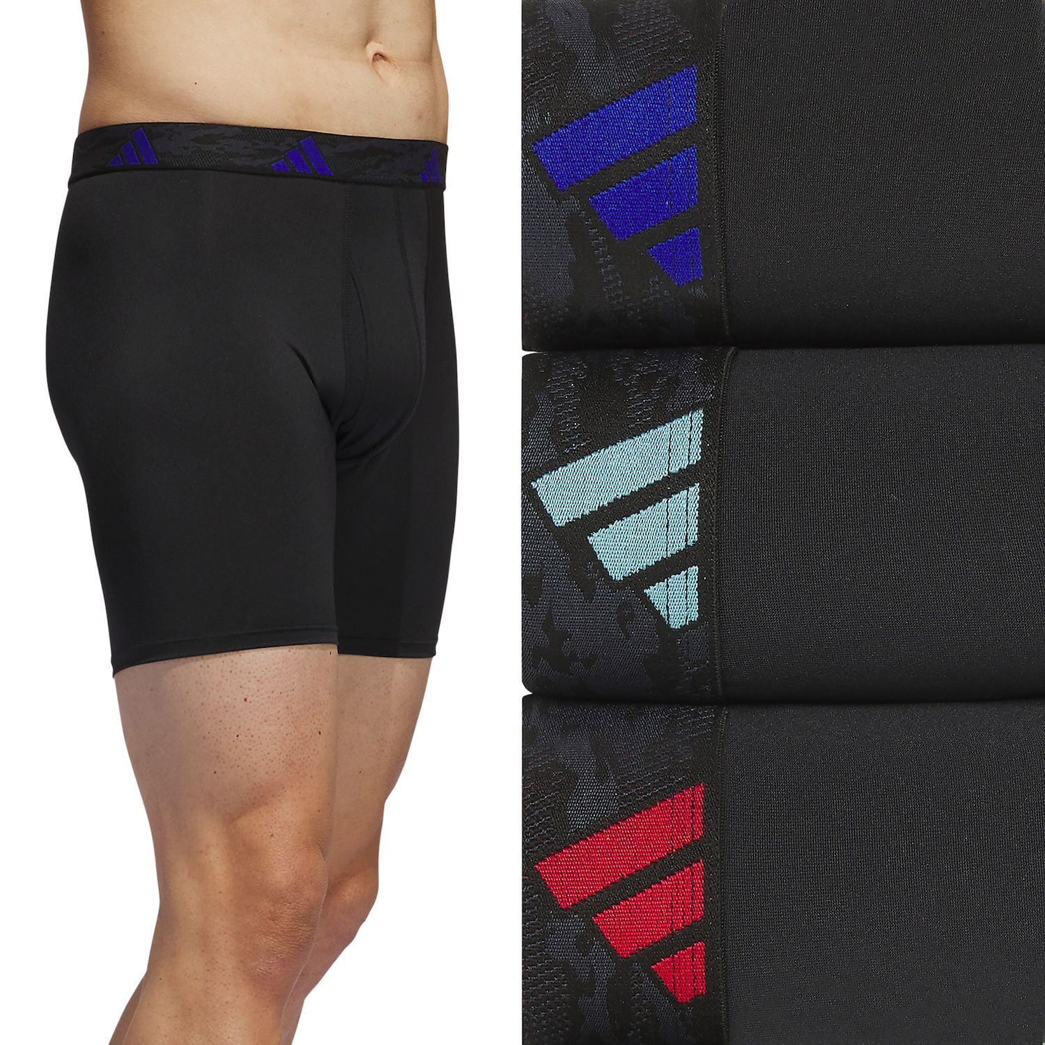 Men's adidas 3-pack Microfiber Boxer Briefs Color: Black Team Royal Blue Size: XXL