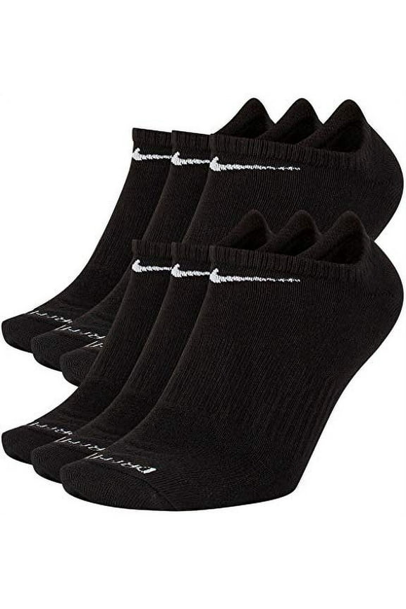 Men's Nike 6-pack Everyday Plus Lightweight No-Show Training Socks Color: Black White Size: 8-12