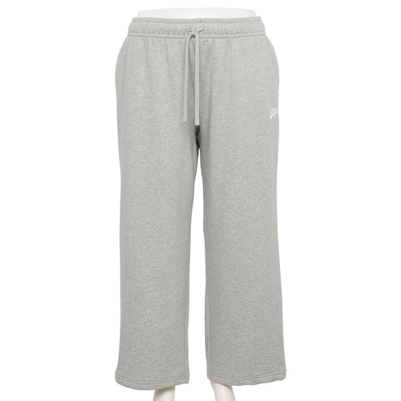 Nike Sportswear Club Fleece Women's Mid-Rise Wide-Leg Sweatpants (Plus Size) (FB7262-063, Dark Grey Heather/White) Size 1X